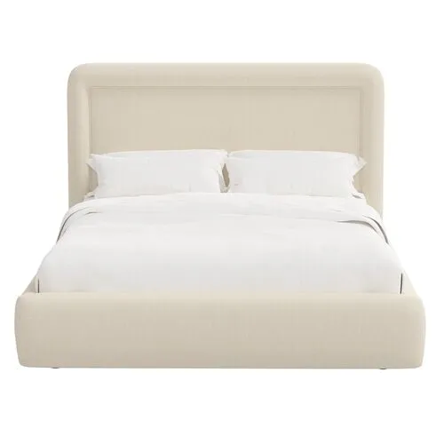 Marisa Platform Bed - Linen - Ivory, Upholstered, Comfortable & Durable