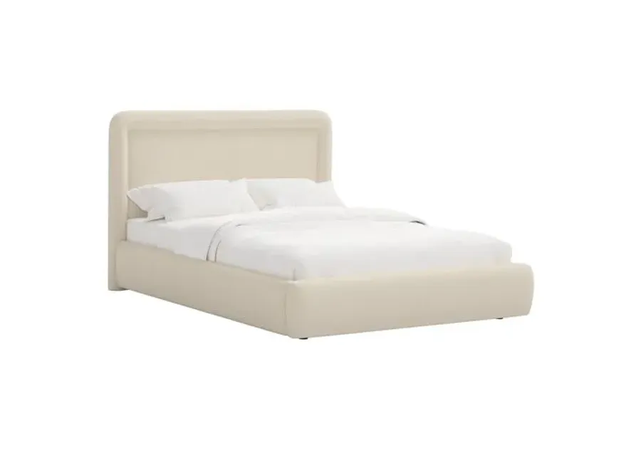 Marisa Platform Bed - Linen - Ivory, Upholstered, Comfortable & Durable