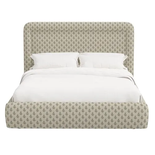 Marisa Platform Bed - Francie - Green, Upholstered, Comfortable & Durable