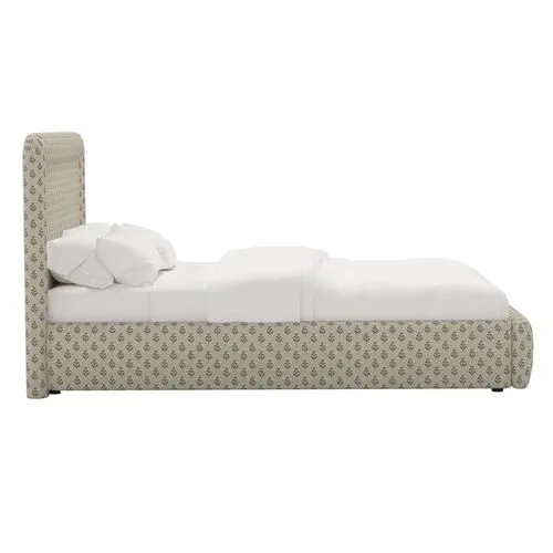 Marisa Platform Bed - Francie - Green, Upholstered, Comfortable & Durable