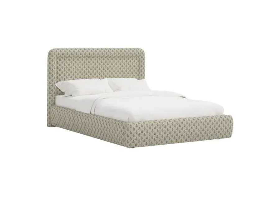 Marisa Platform Bed - Francie - Green, Upholstered, Comfortable & Durable