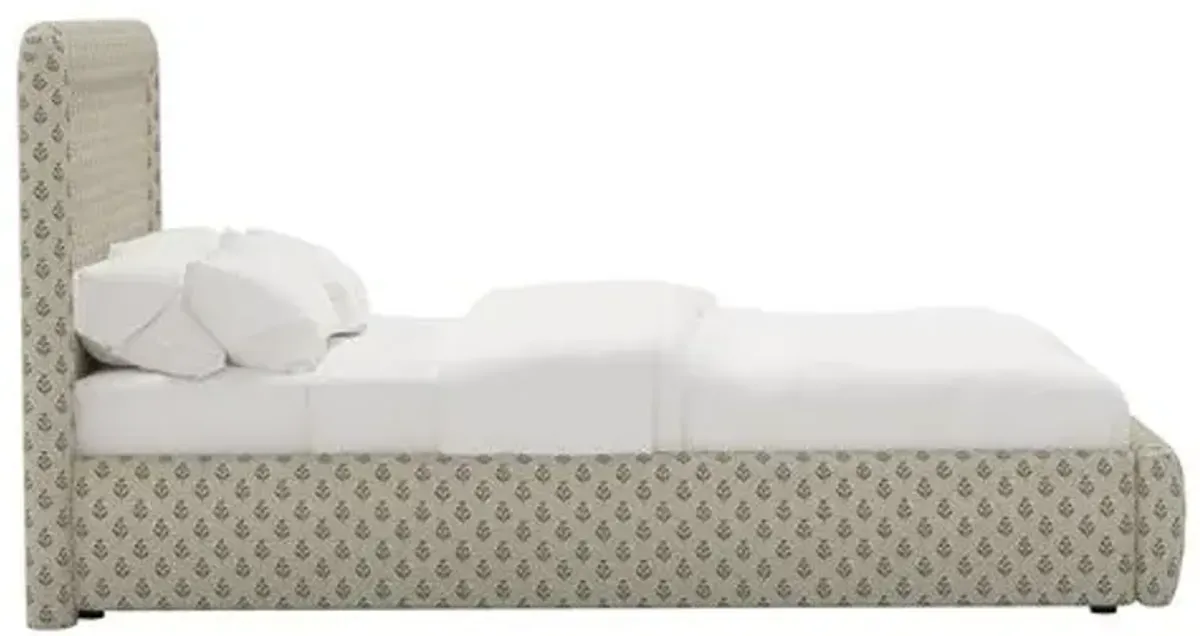 Marisa Platform Bed - Francie - Green, Upholstered, Comfortable & Durable