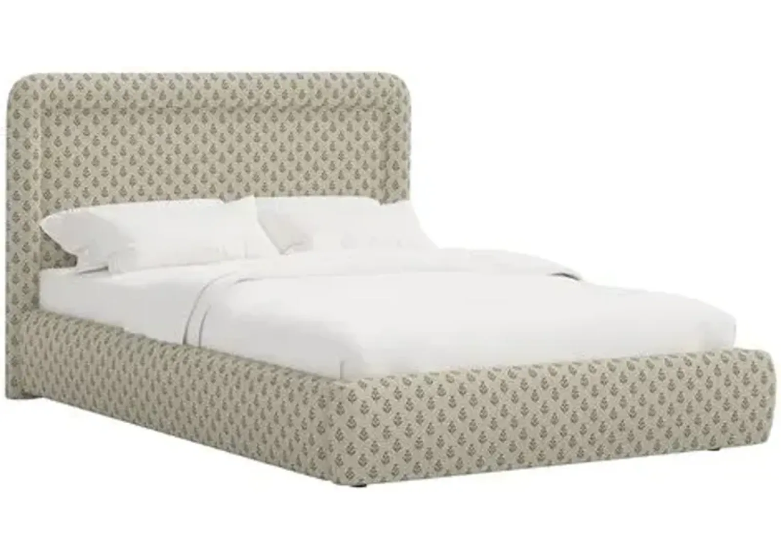 Marisa Platform Bed - Francie - Green, Upholstered, Comfortable & Durable