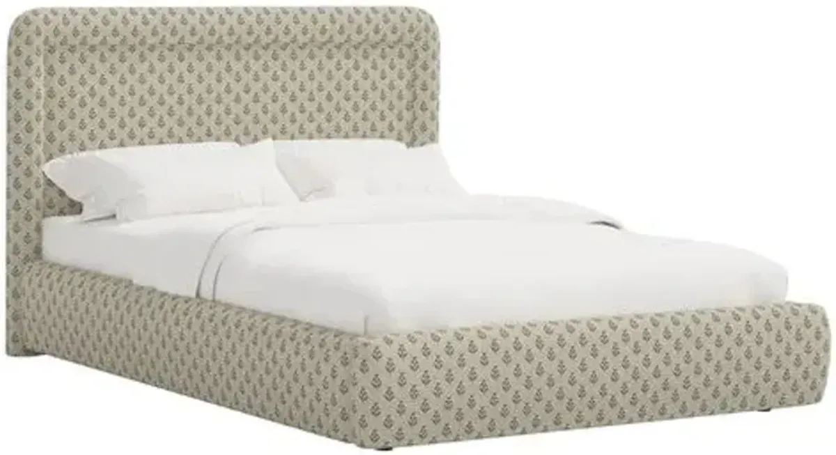 Marisa Platform Bed - Francie - Green, Upholstered, Comfortable & Durable