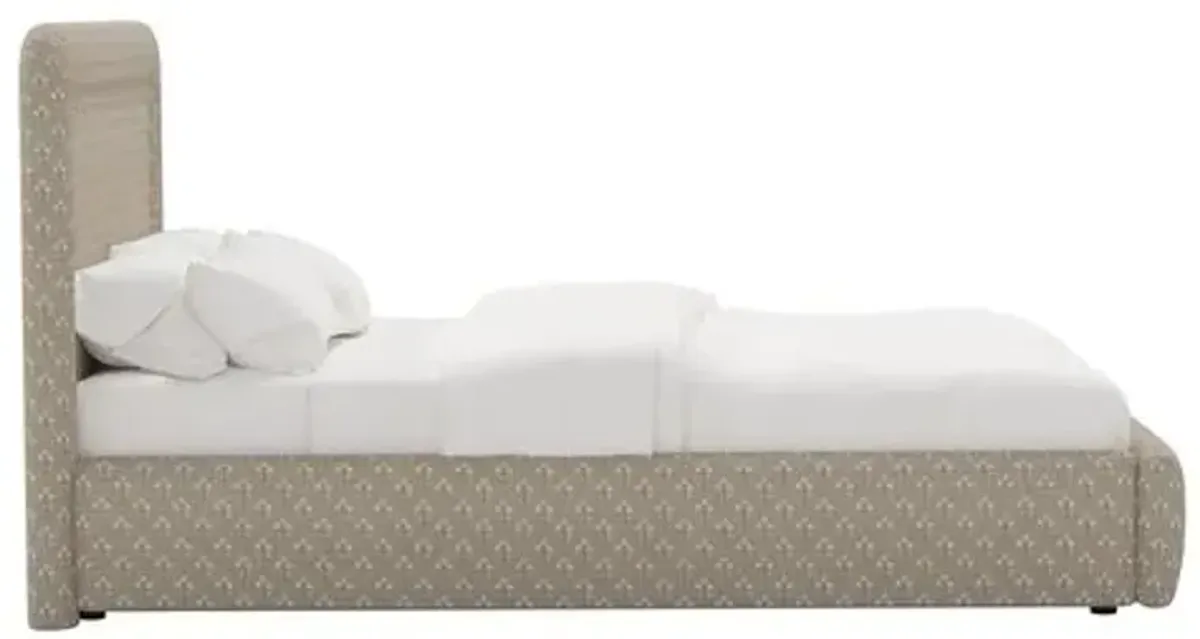 Marisa Platform Bed - Francie - Beige, Upholstered, Comfortable & Durable