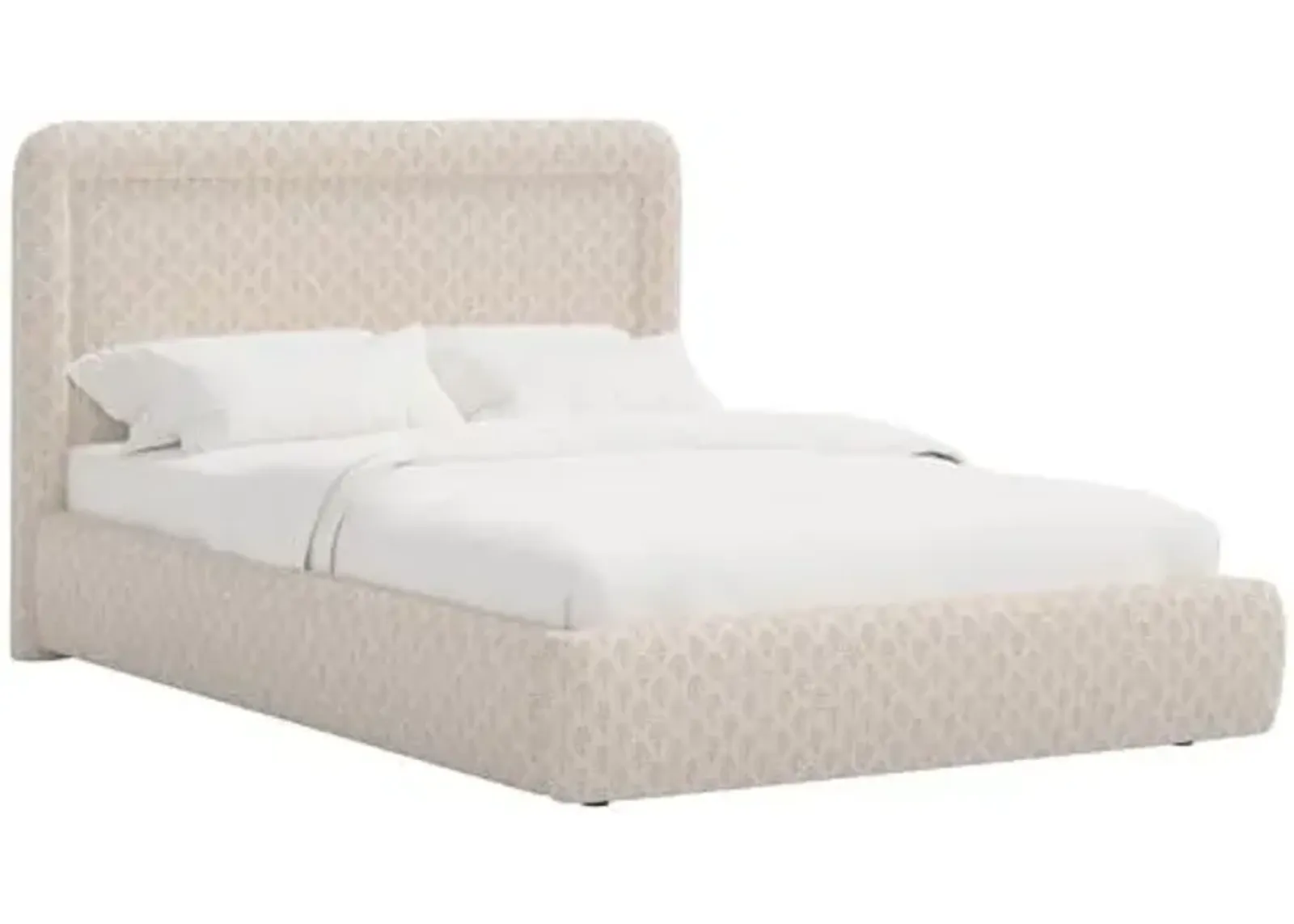 Marisa Platform Bed - Francie - Ivory, Upholstered, Comfortable & Durable