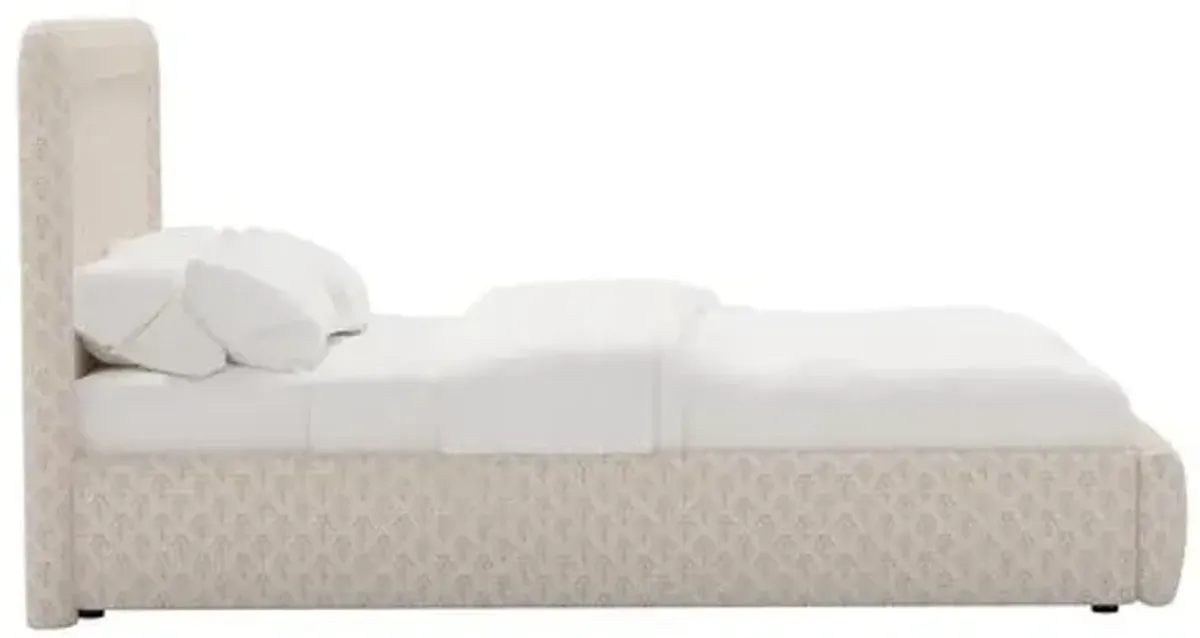 Marisa Platform Bed - Francie - Ivory, Upholstered, Comfortable & Durable