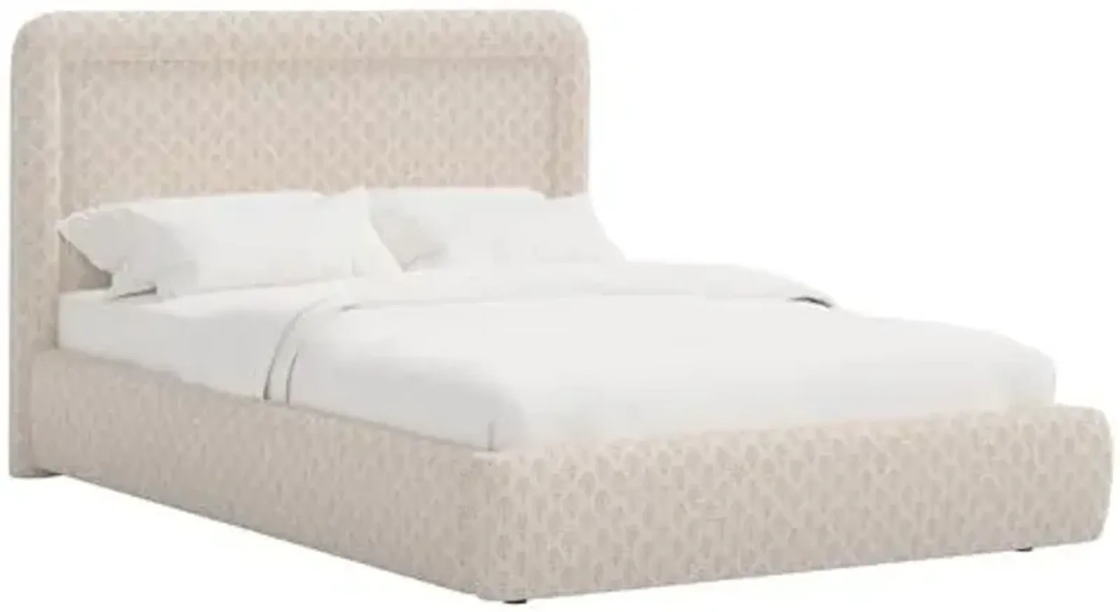 Marisa Platform Bed - Francie - Ivory, Upholstered, Comfortable & Durable