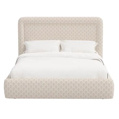 Marisa Platform Bed - Francie - Ivory, Upholstered, Comfortable & Durable