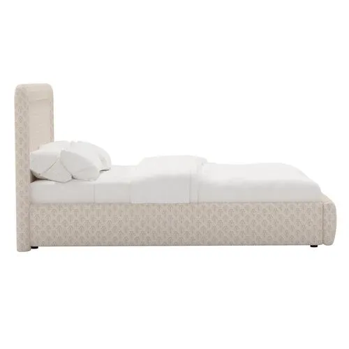 Marisa Platform Bed - Francie - Ivory, Upholstered, Comfortable & Durable