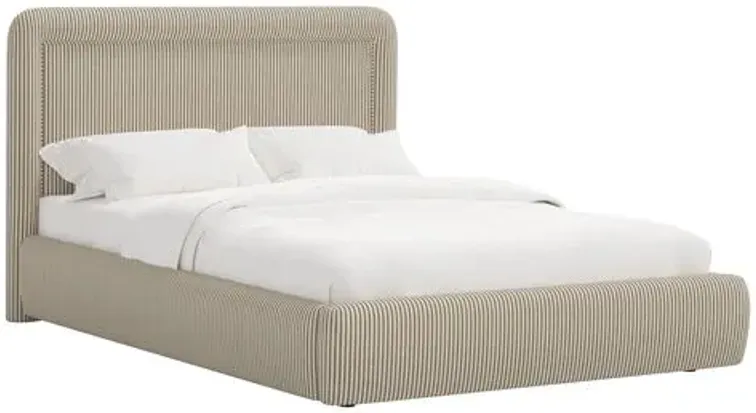 Marisa Platform Bed - Jane Stripe - Brown, Upholstered, Comfortable & Durable