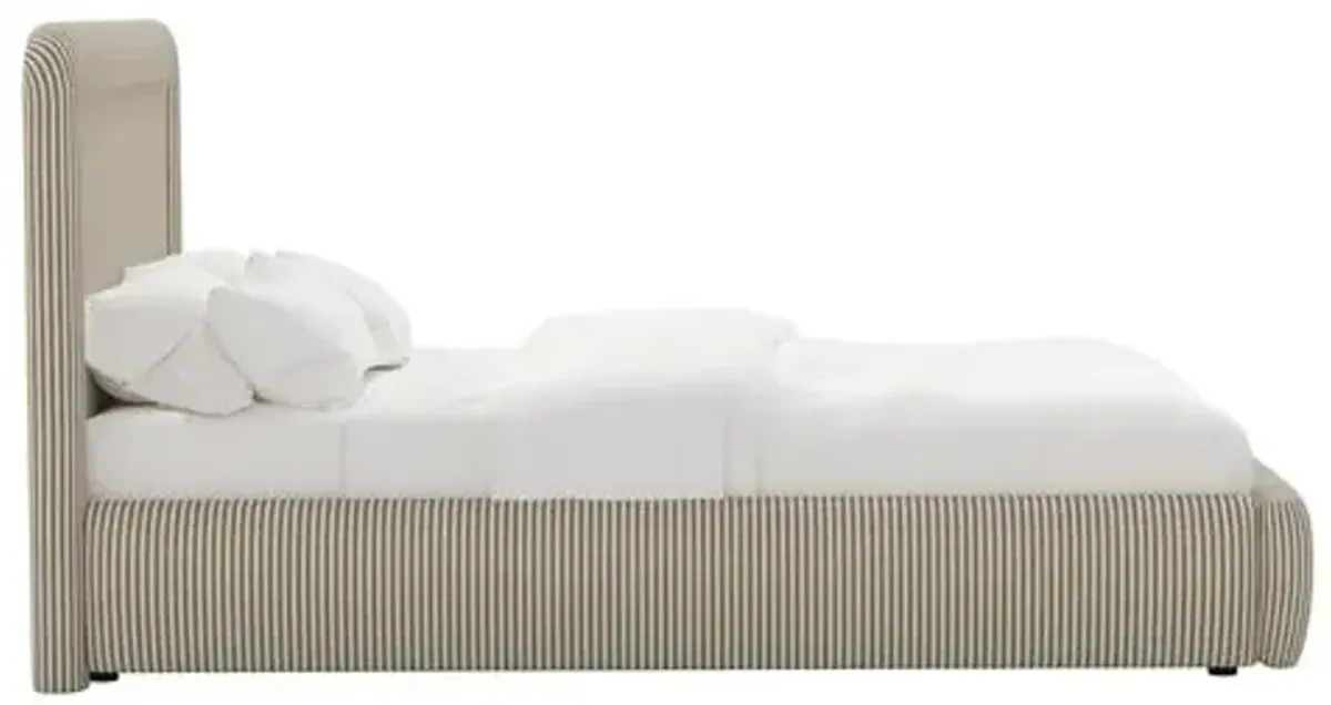 Marisa Platform Bed - Jane Stripe - Brown, Upholstered, Comfortable & Durable