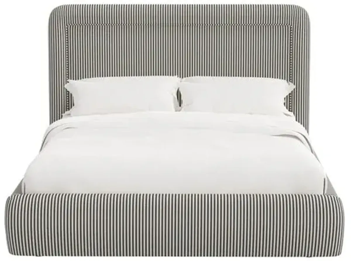 Marisa Platform Bed - Jane Stripe - Gray, Upholstered, Comfortable & Durable