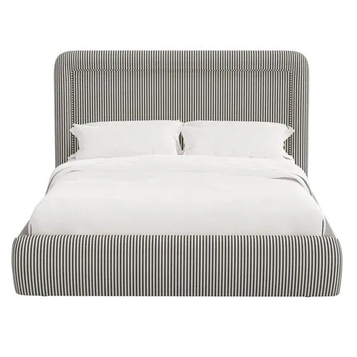 Marisa Platform Bed - Jane Stripe - Gray, Upholstered, Comfortable & Durable