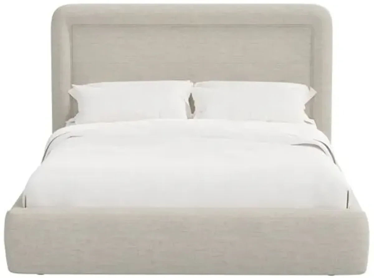 Marisa Platform Bed - Linen - Gray, Upholstered, Comfortable & Durable