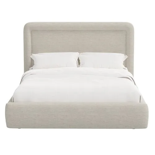 Marisa Platform Bed - Linen - Gray, Upholstered, Comfortable & Durable