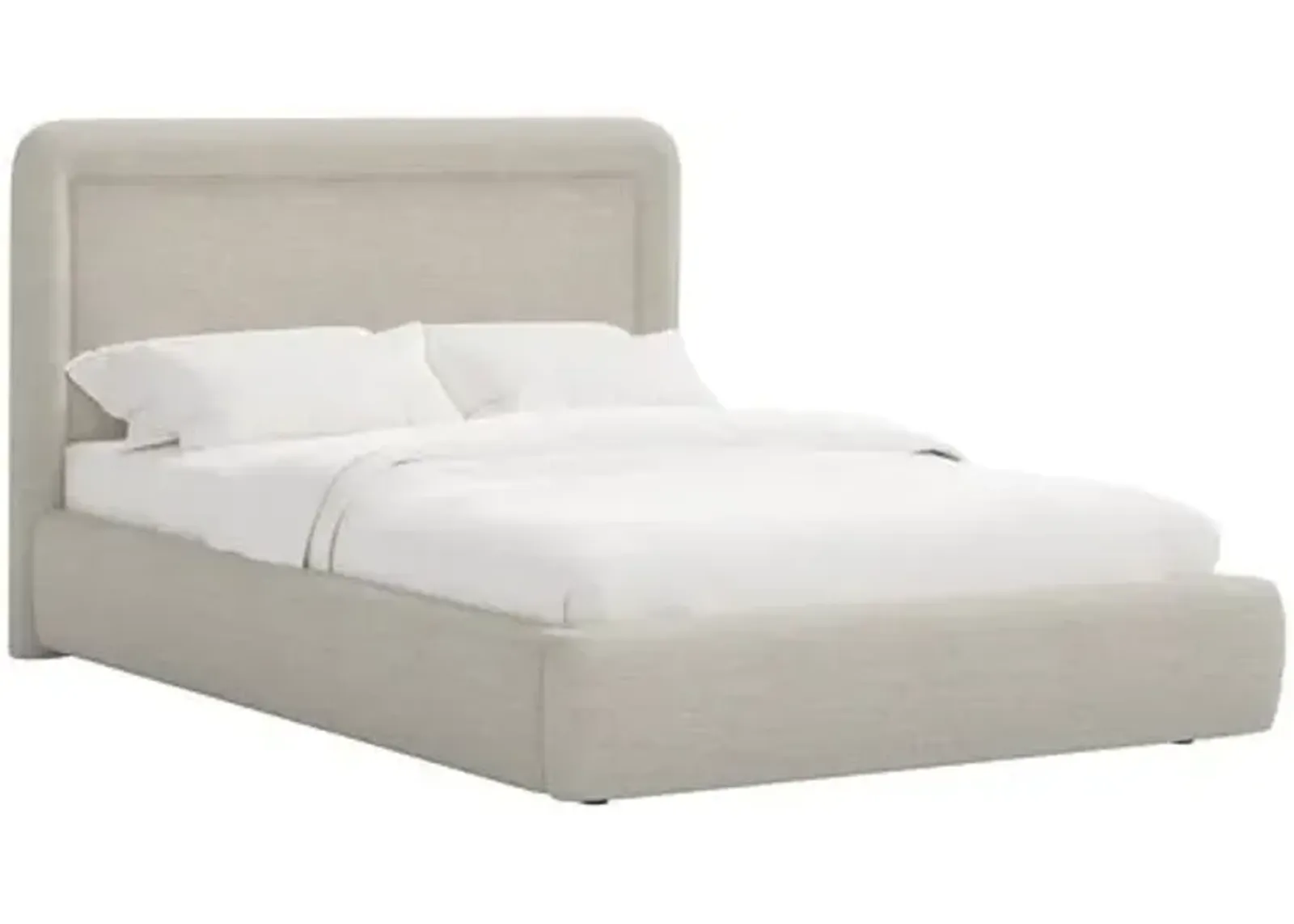 Marisa Platform Bed - Linen - Gray, Upholstered, Comfortable & Durable