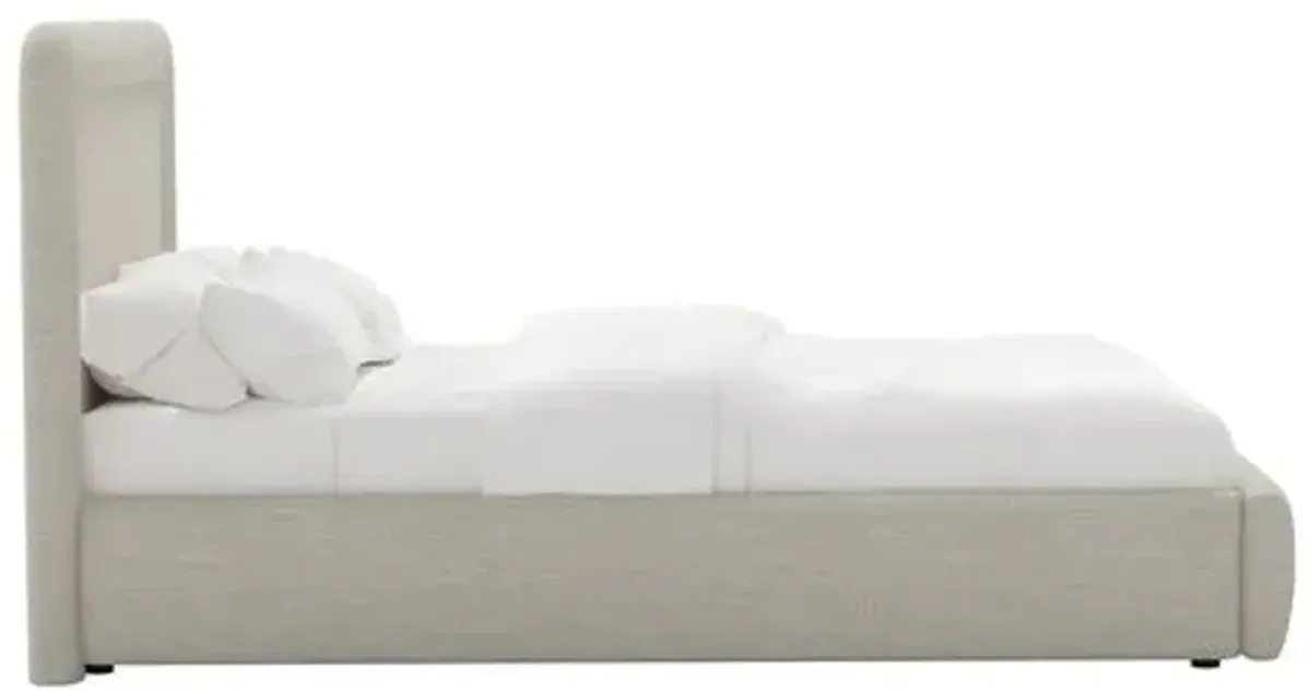 Marisa Platform Bed - Linen - Gray, Upholstered, Comfortable & Durable