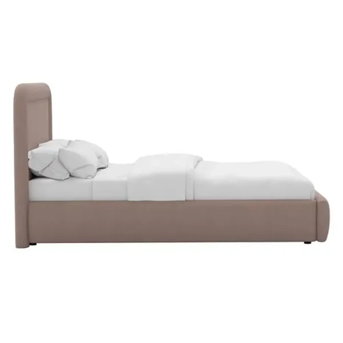 Marisa Platform Bed - Linen - Brown, Upholstered, Comfortable & Durable
