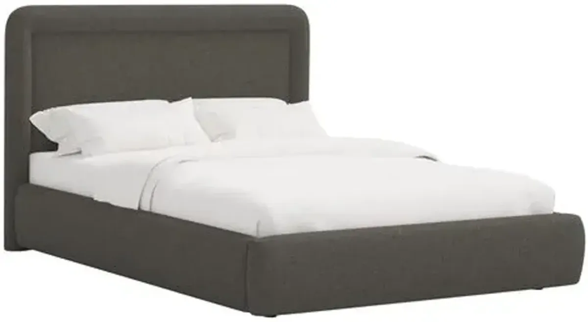 Marisa Platform Bed - Linen - Gray, Upholstered, Comfortable & Durable