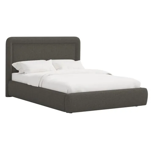 Marisa Platform Bed - Linen - Gray, Upholstered, Comfortable & Durable