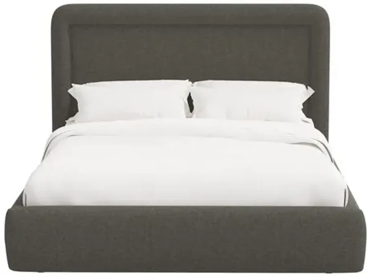 Marisa Platform Bed - Linen - Gray, Upholstered, Comfortable & Durable