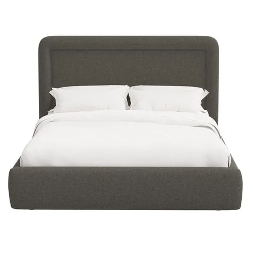 Marisa Platform Bed - Linen - Gray, Upholstered, Comfortable & Durable