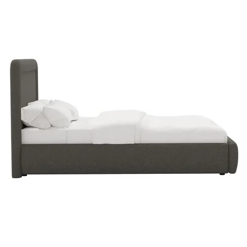 Marisa Platform Bed - Linen - Gray, Upholstered, Comfortable & Durable