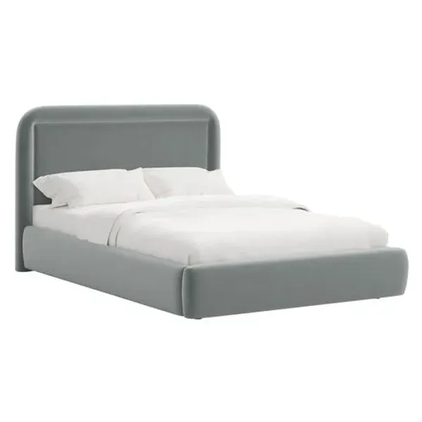 Marisa Platform Bed - Performance Velvet - Green, Upholstered, Comfortable & Durable