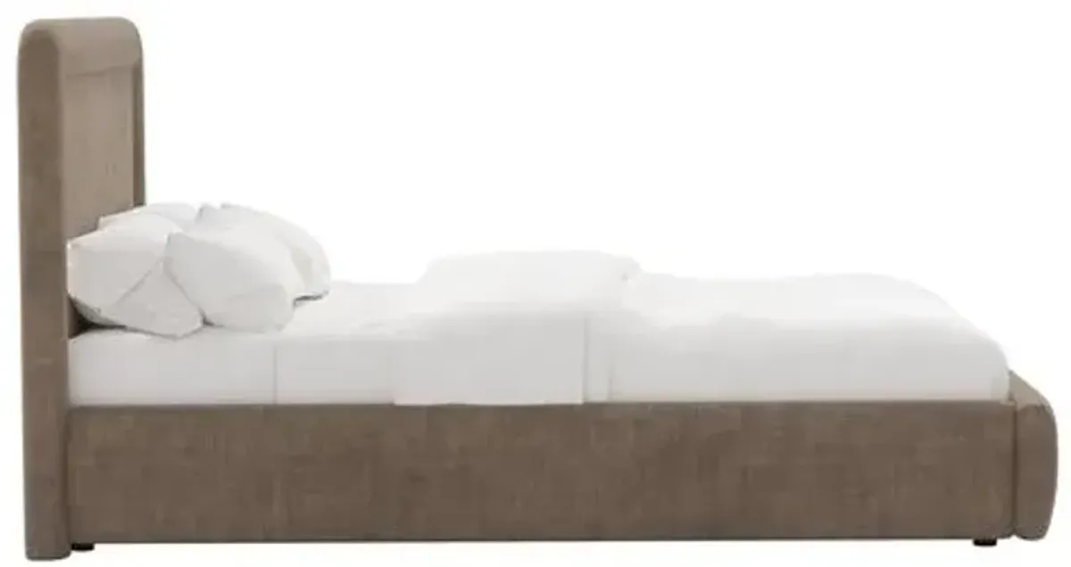 Marisa Platform Bed - Velvet - Gray, Upholstered, Comfortable & Durable