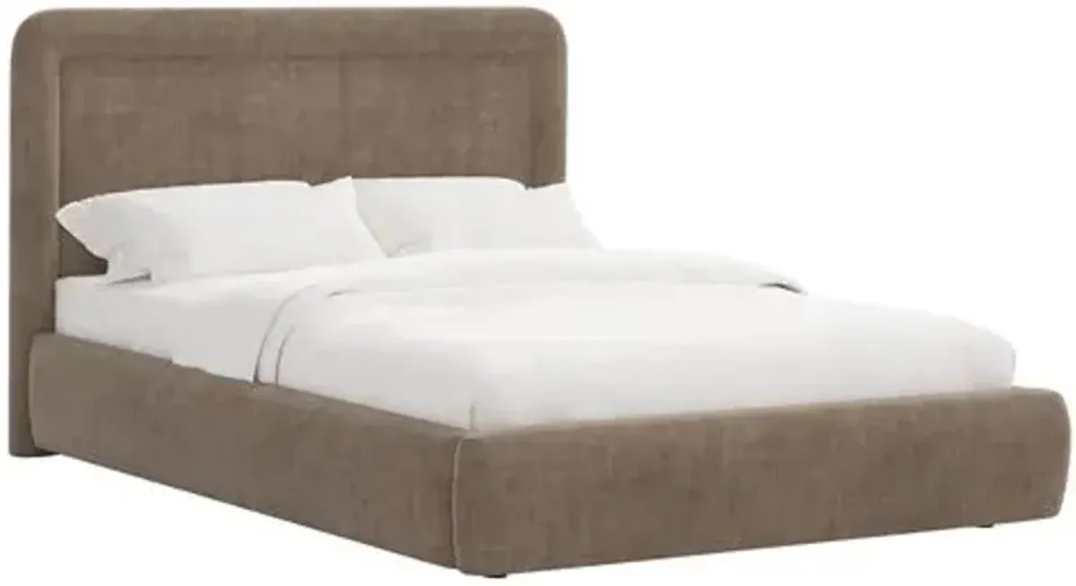 Marisa Platform Bed - Velvet - Gray, Upholstered, Comfortable & Durable