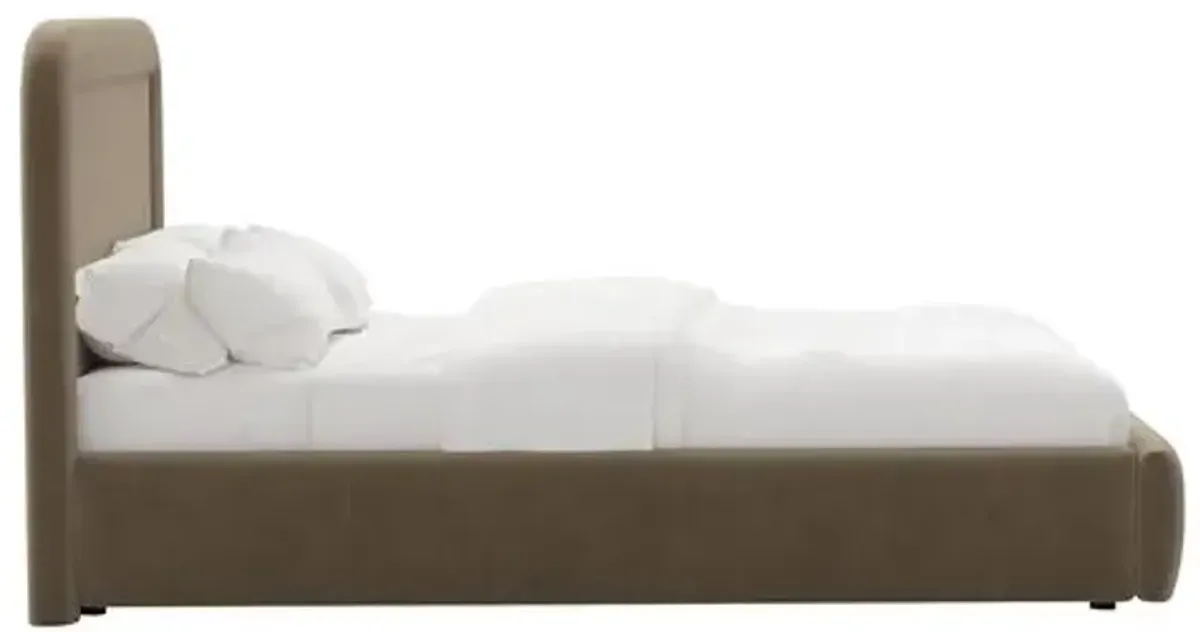 Marisa Platform Bed - Performance Velvet - Gray, Upholstered, Comfortable & Durable