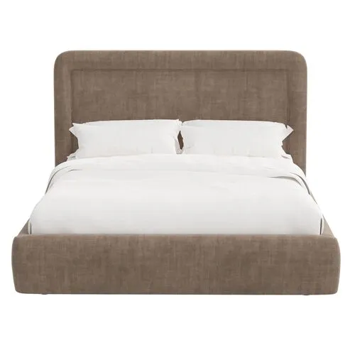 Marisa Platform Bed - Velvet - Gray, Upholstered, Comfortable & Durable