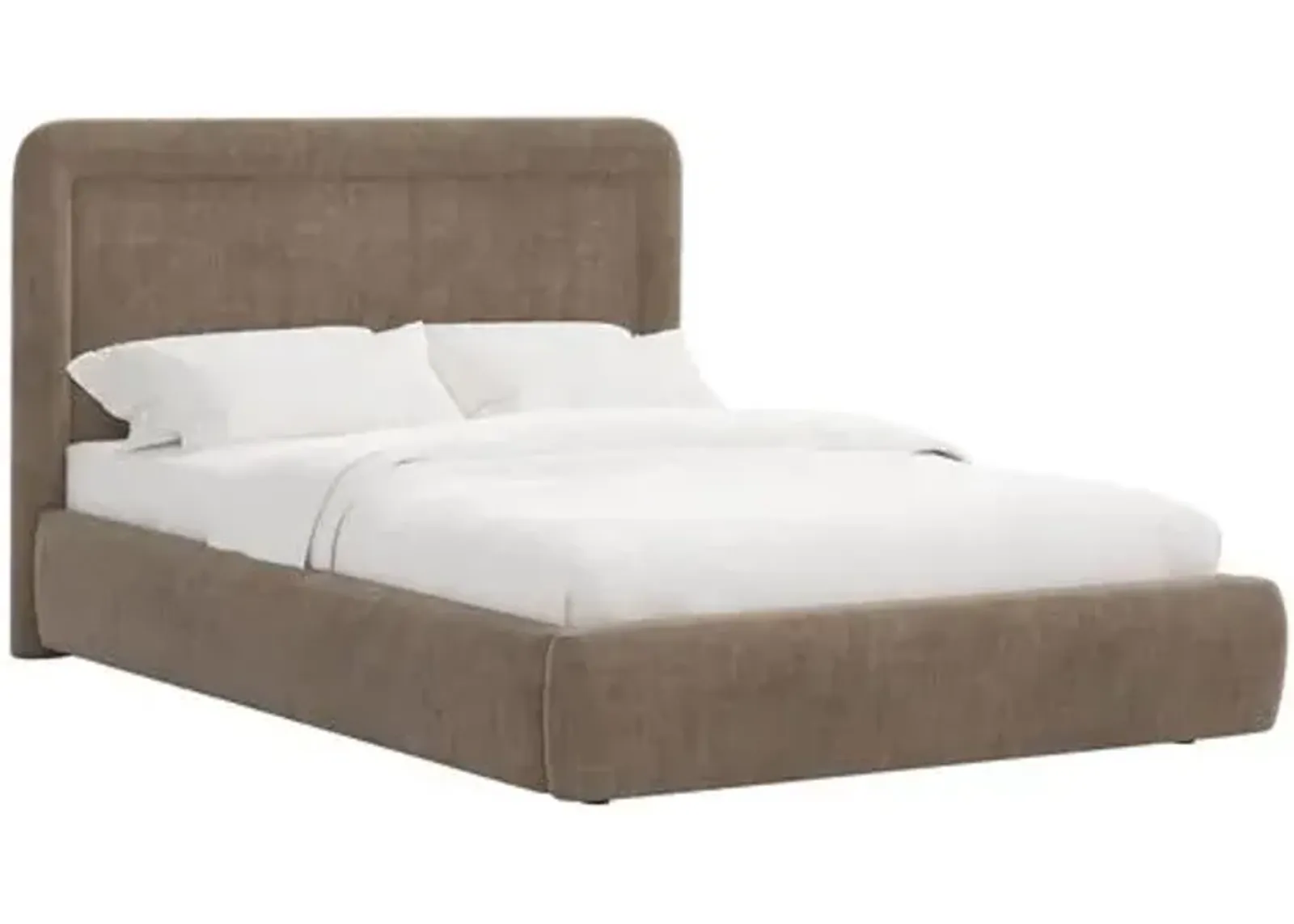 Marisa Platform Bed - Velvet - Gray, Upholstered, Comfortable & Durable