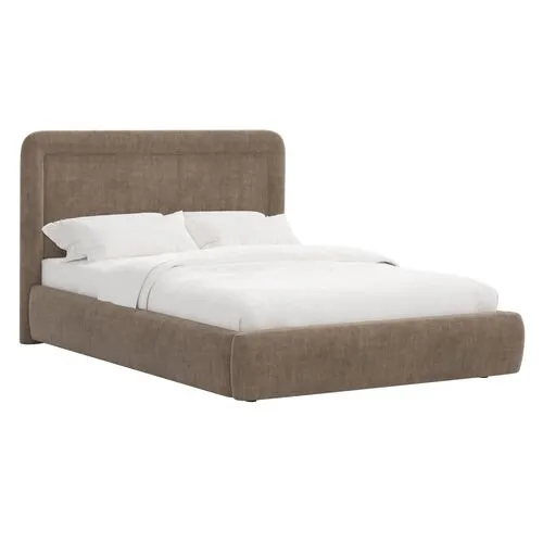 Marisa Platform Bed - Velvet - Gray, Upholstered, Comfortable & Durable