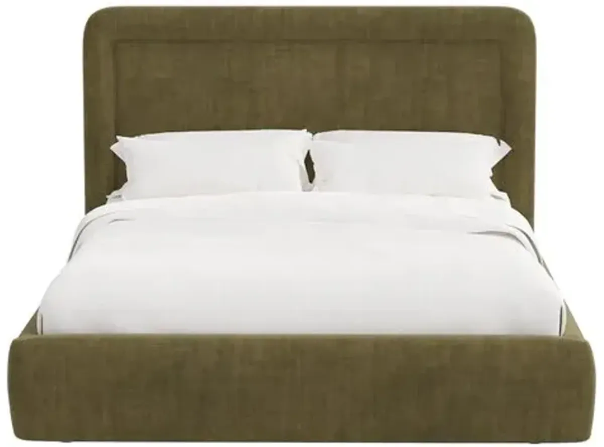 Marisa Platform Bed - Velvet - Green, Upholstered, Comfortable & Durable