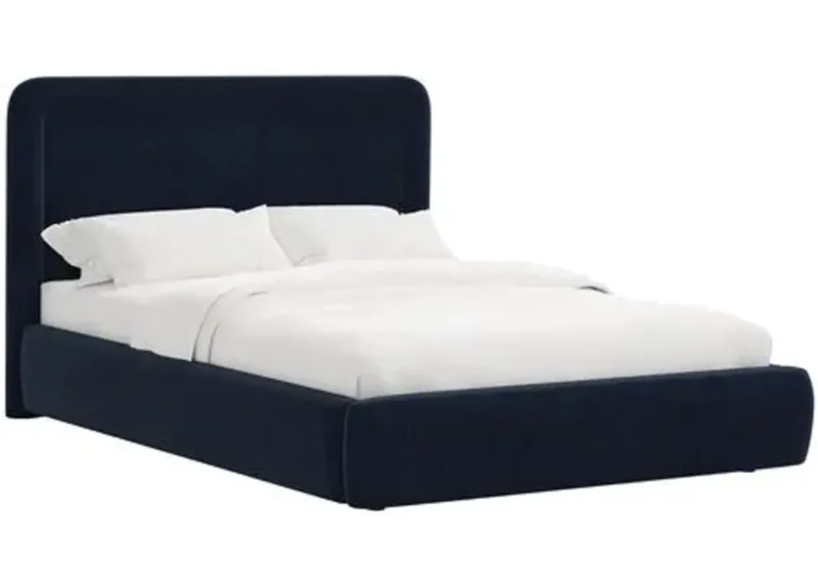 Marisa Platform Bed - Velvet - Blue, Upholstered, Comfortable & Durable