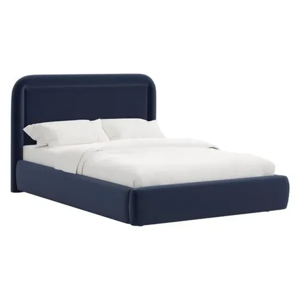Marisa Platform Bed - Performance Velvet - Blue, Upholstered, Comfortable & Durable