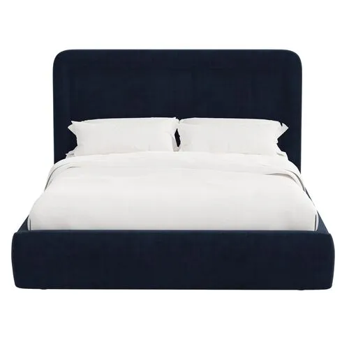 Marisa Platform Bed - Velvet - Blue, Upholstered, Comfortable & Durable