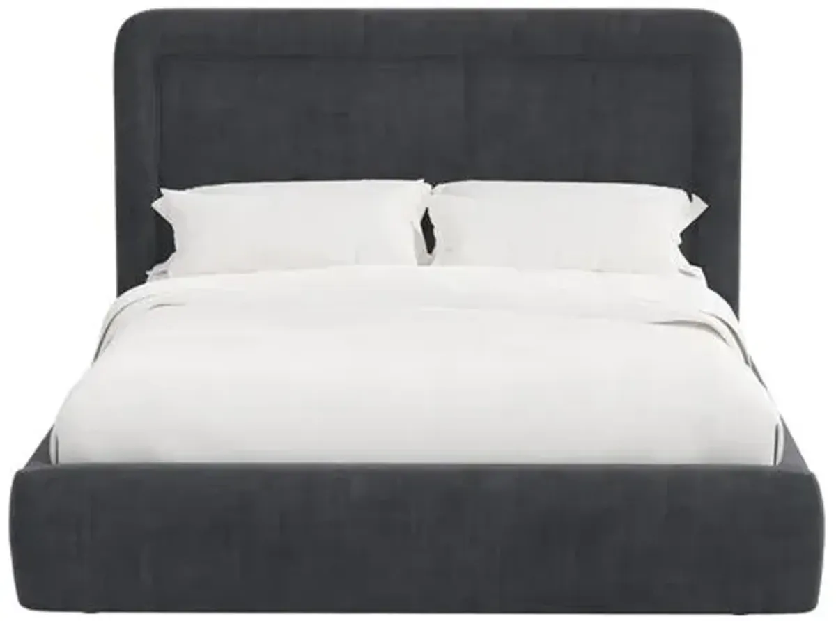 Marisa Platform Bed - Velvet - Gray, Upholstered, Comfortable & Durable