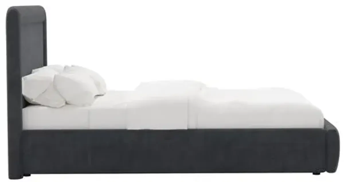 Marisa Platform Bed - Velvet - Gray, Upholstered, Comfortable & Durable