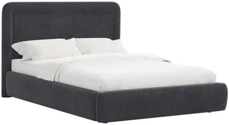 Marisa Platform Bed - Velvet - Gray, Upholstered, Comfortable & Durable