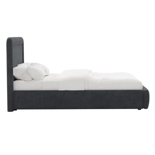 Marisa Platform Bed - Velvet - Gray, Upholstered, Comfortable & Durable