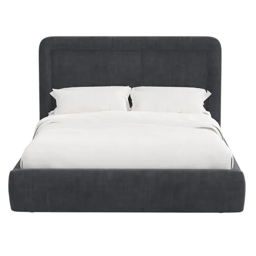 Marisa Platform Bed - Velvet - Gray, Upholstered, Comfortable & Durable