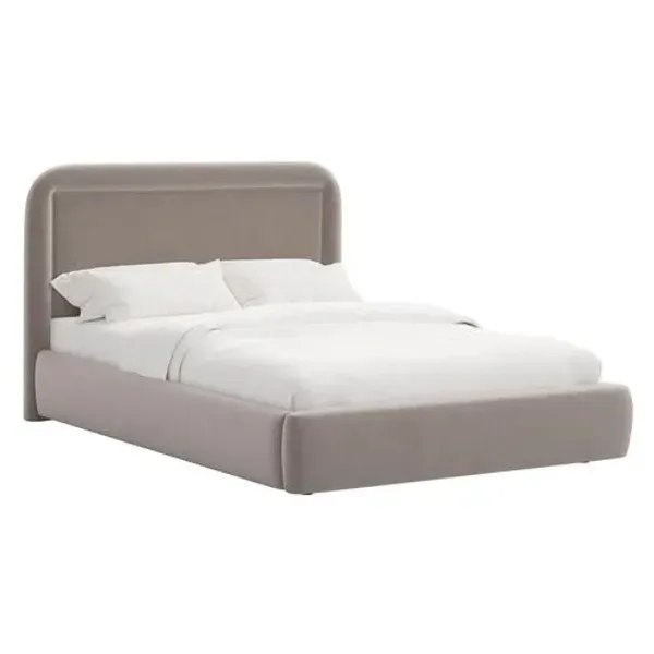 Marisa Platform Bed - Performance Velvet - Gray, Upholstered, Comfortable & Durable