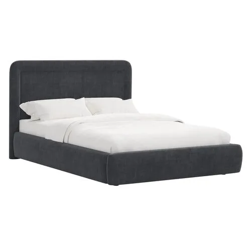 Marisa Platform Bed - Velvet - Gray, Upholstered, Comfortable & Durable