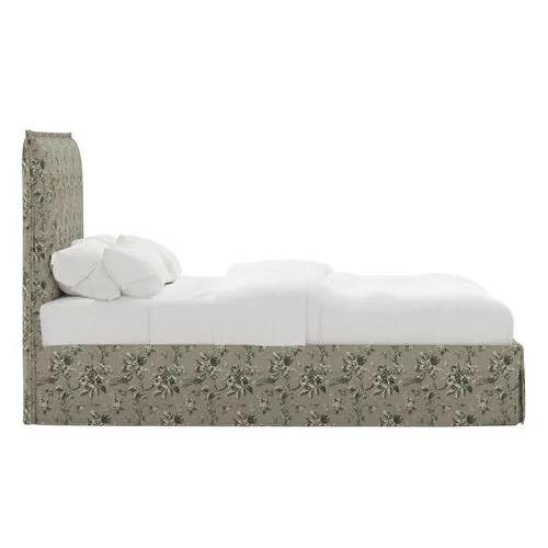 Maura Slipcover Bed - Michigan Bird Toile - Green