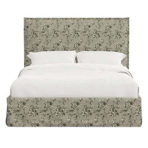 Maura Slipcover Bed - Michigan Bird Toile - Green