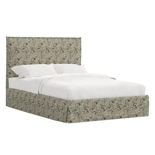 Maura Slipcover Bed - Michigan Bird Toile - Green