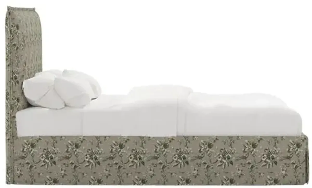 Maura Slipcover Bed - Michigan Bird Toile - Green